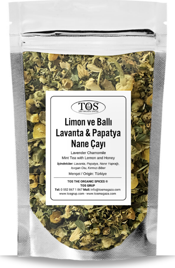 Limon ve Ballı Lavanta Papatya Nane Çayı 250 gr (1. Kalite) Lemon and Honey Lavender Mint Tea - Image 1