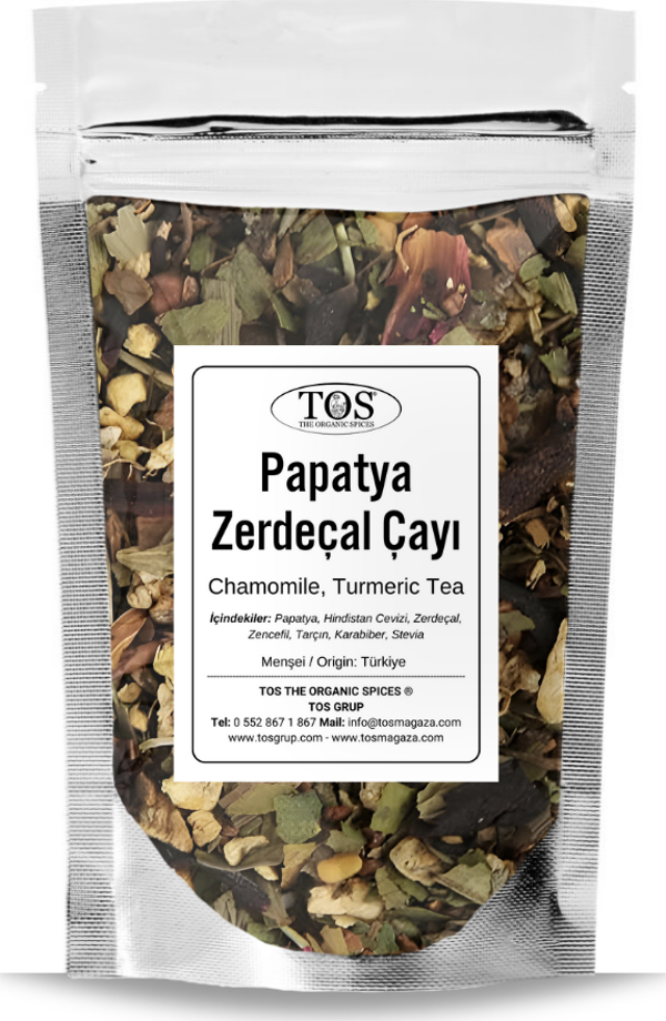 Papatya, Zerdeçal Çayı 100 gr (1. Kalite) Chamomile Turmeric Tea - Image 1