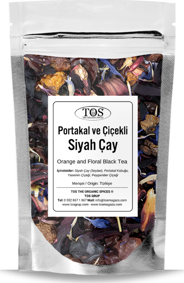 Portakal ve Çiçekli Siyah Çay 100 gr (1. Kalite) Orange and Floral Black Tea - Image 1