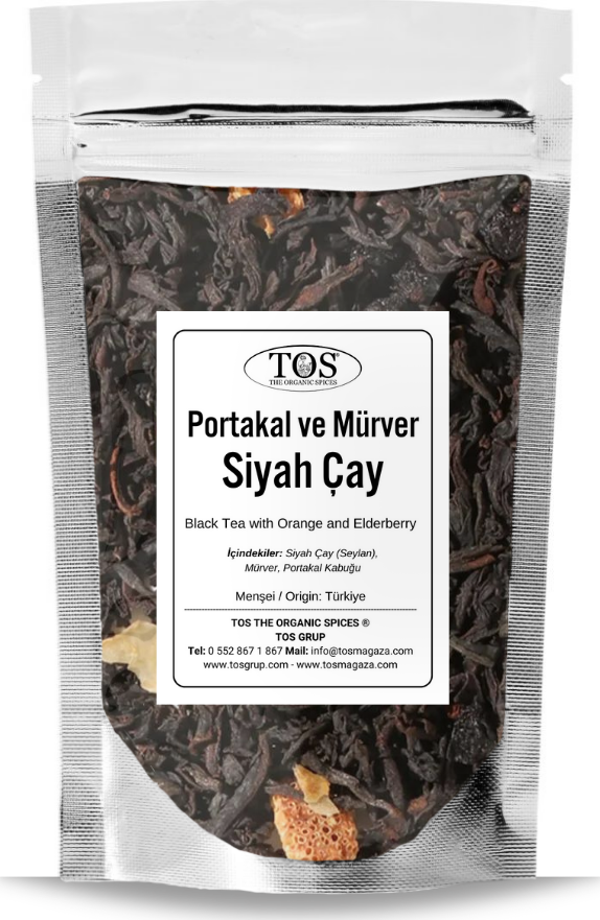 Portakal ve Mürverli Siyah Çay 100 gr (1. Kalite) Orange and Elderflower Black Tea - Image 1