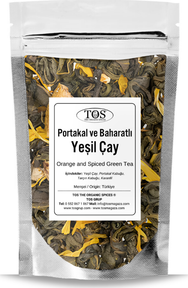 Portakallı Baharatlı Yeşil Çay 100 gr (1. Kalite) Orange Spiced Green Tea - Image 1