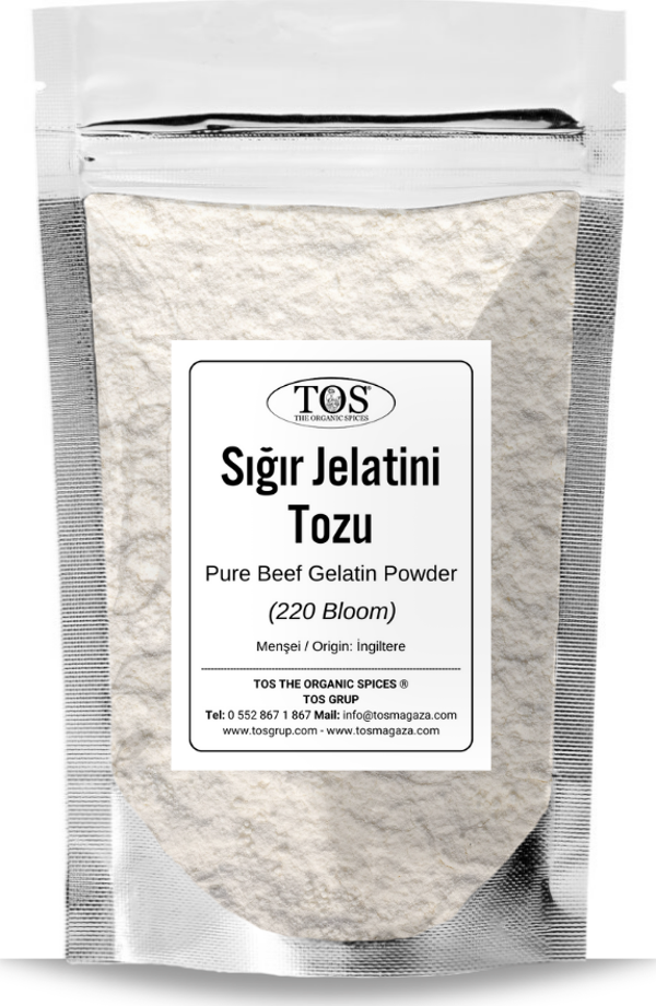 Saf Sığır Jelatini Tozu 100 gr (1. Kalite) Pure Bovine Gelatin Powder - Image 1