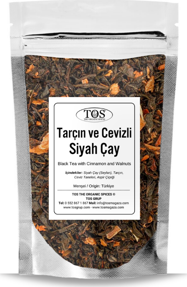 Tarçın ve Cevizli Siyah Çay 100 gr (1. Kalite) Cinnamon and Walnut Black Tea - Image 1