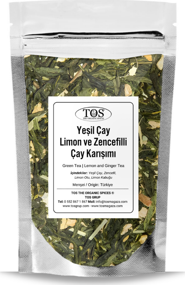 Yeşil Çay | Limon ve Zencefilli Çay 100 gr (1. Kalite) Green Tea | Lemon and Ginger Tea - Image 1