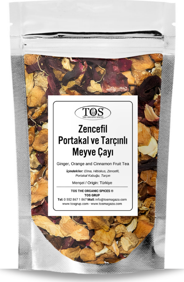 Zencefil Portakal ve Tarçınlı Meyve Çayı  100 gr (1. Kalite) Ginger, Orange, and Cinnamon Fruit Tea - Image 1
