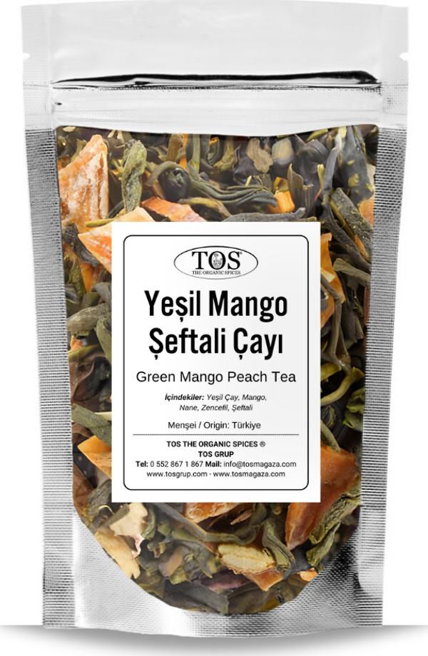 Yeşil Mango Şeftali Çayı 100 gr (1. Kalite) Green Mango Peach Tea - Image 1