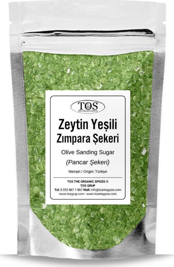 Zeytin Yeşili Zımpara Şekeri 1 kg Olive Green Sanding Sugar - Image 1
