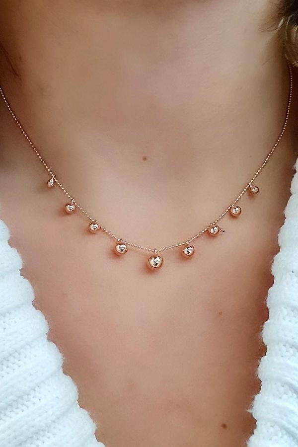 925 ayar Gümüş Rose Trend Kolye - Image 1