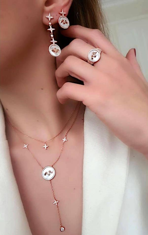 İtalyan tasarımı gümüş rose lüks set takım  - Image 1