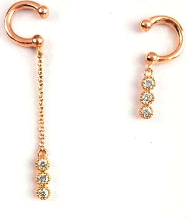 Asimetrik Trend Gümüş Rose Küpe  - Image 1