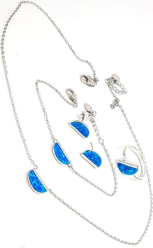 Opal taşlı italyan 925 ayar gümüş set takım - Image 1