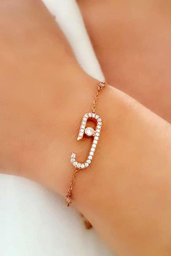 Taşı hareketli italyan tasarımı gümüş rose bileklik - Image 1