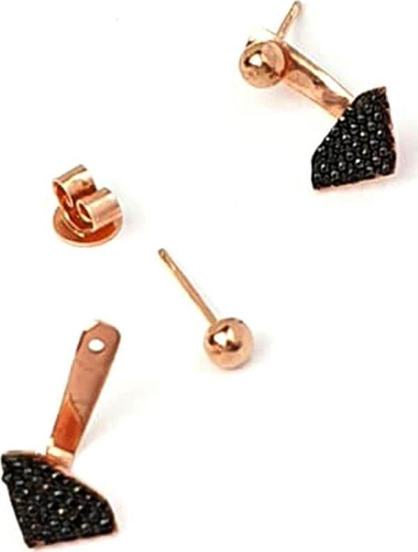 Siyah oniks taşlı gümüş cift minimal earcuff küpe  - Image 1