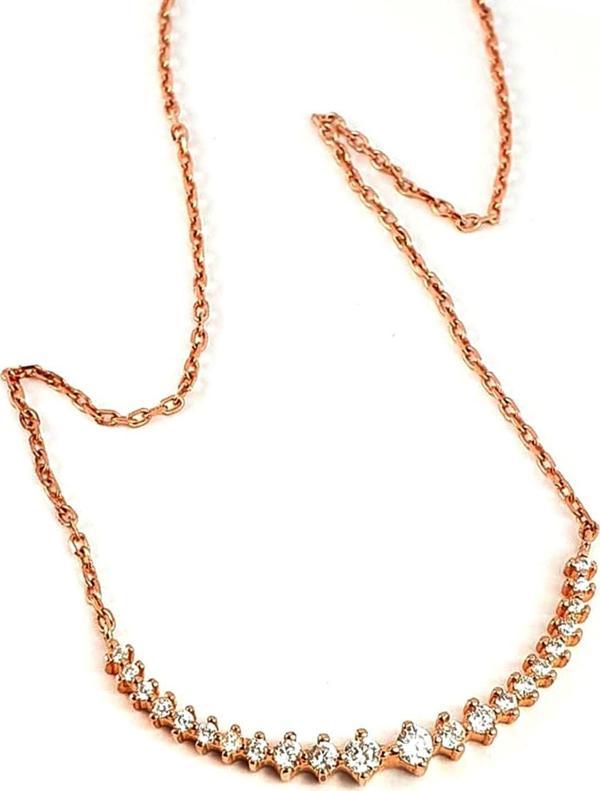 Sky Diamond taşlı gümüş rose yay kolye - Image 1