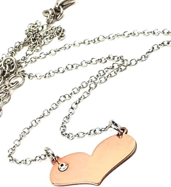 Swarovski taş detaylı gümüş rose kalp kolye - Image 1