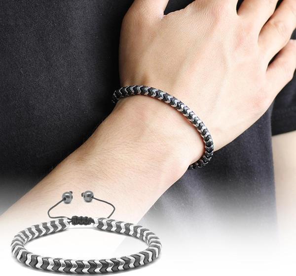 Yılan Tasarım Black-Silver Hematit Doğaltaş Bileklik - Image 1