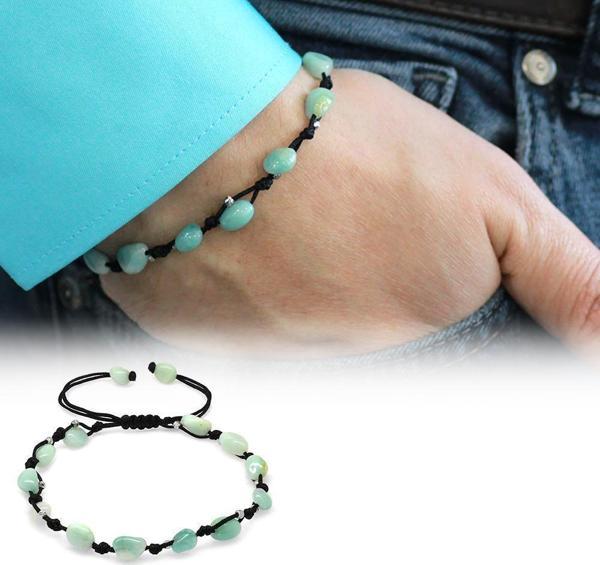 Makrome Örgülü Naturel Kesim Dorika Top Detaylı Amazonit Doğaltaş Erkek Bileklik - Image 1