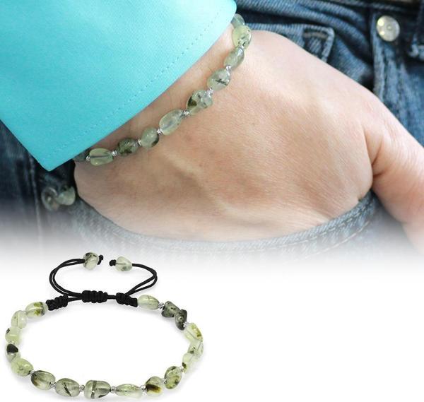 Makrome Örgülü Naturel Kesim Prinayt Doğaltaş Erkek Bileklik - Image 1