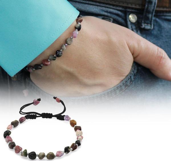 Makrome Örgülü Naturel Kesim Turmalin Doğaltaş Erkek Bileklik - Image 1