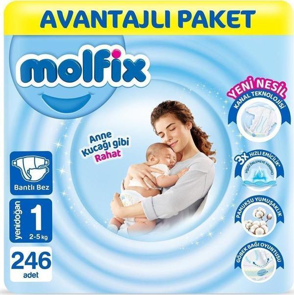 Molfix Bebek Bezi 1 Beden Yenidoğan Avantajlı Paket 246 Adet - Image 1
