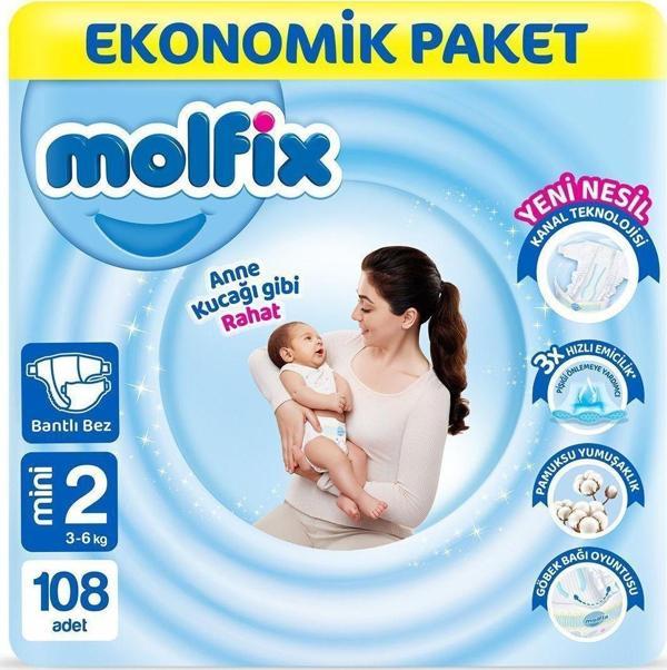 Molfix Bebek Bezi 2 Beden Mini Ekonomik Paket 108 Adet - Image 1