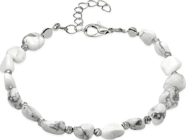 Silver Renk Metal Zincirli Dorika Top Süslemeli Amorf Havlit Doğaltaş Erkek Bileklik - Image 1