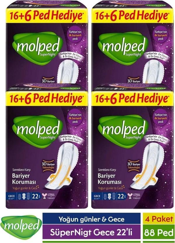 Molped Supernight Gece Hijyenik Ped 22'Li X 4 Paket - Image 1