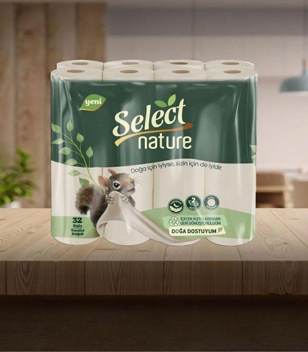 Select Nature Doğal Ve Organik Kahverengi Tuvalet Kağıdı 32 Rulo 2 Katlı - Image 1