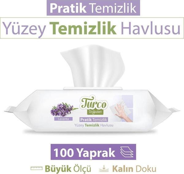 Turco Doğadan Pratik Yüzey Temizlik Havlusu Lavanta 100 Yaprak - Image 1