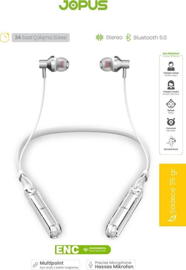 Ghost Boyun Askılı HD Ses Kaliteli Ses Değiştirme Modlu Bluetooth Kulaklık JP-BH06 Jopus - Image 1