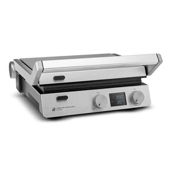 Karaca Compact Steel Pro Sear and Grill Inox 2007 Döküm Izgara ve Tost Makinesi 6 Dilim Kapasiteli - Image 1