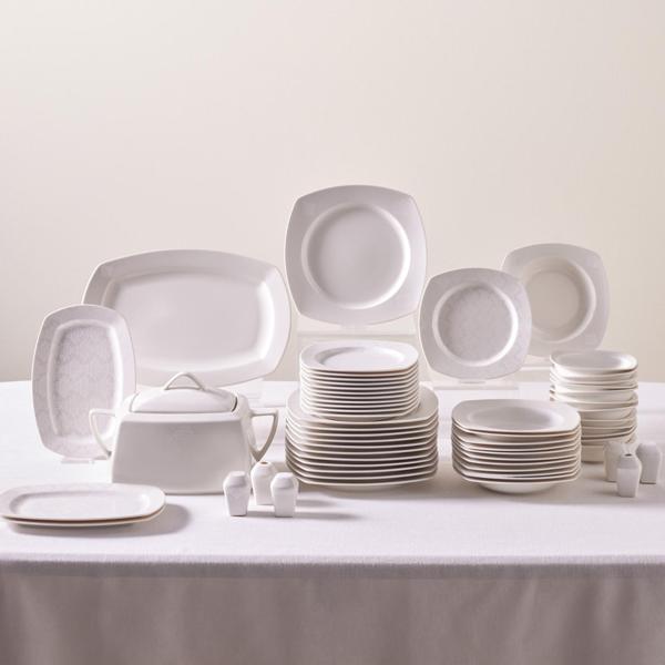 Karaca Square Bone Deren 60 Parça 12 Kişilik Yemek Takımı - Image 1
