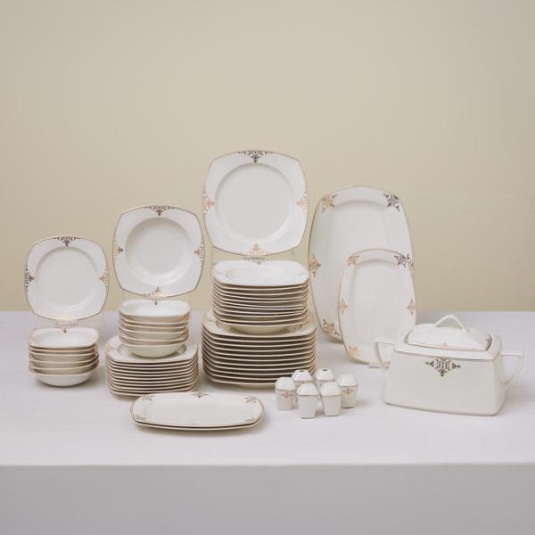 Karaca Square Bone Milania 60 Parça 12 Kişilik Yemek Takımı Gold - Image 1