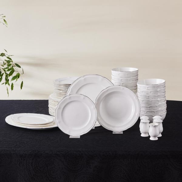 Karaca Elegance Bone Tobias 56 Parça 12 Kişilik Yemek Takımı Platin - Image 1