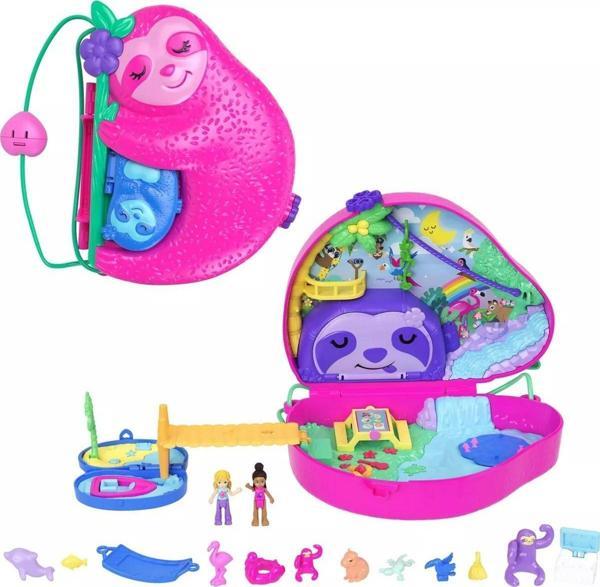 mattel Polly Pocket Sloth Ailesi 2'Si 1 Arada Çanta Olabilen Micro Oyun Seti Kompakt Bebekler Ve Oyun Seti - Image 1