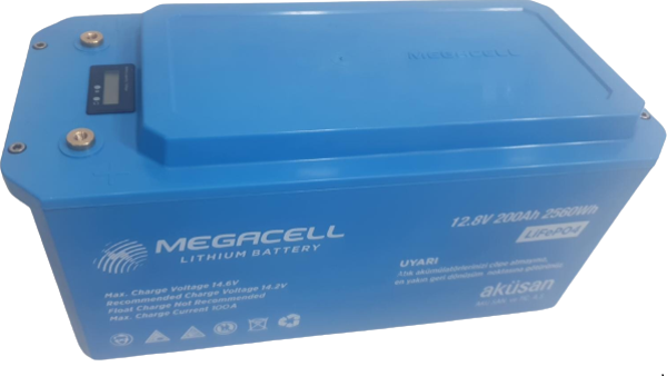 MEGACELL LiFePO4 12.8V 200Ah Karavan/Marin ABS Lityum Demir Fosfat Akü - Image 1
