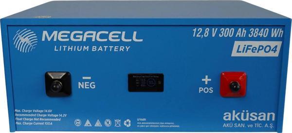 MEGACELL-LiFePO4 Metal Kasa 12,8V 300Ah Lityum Demir Fosfat Akü - Image 1