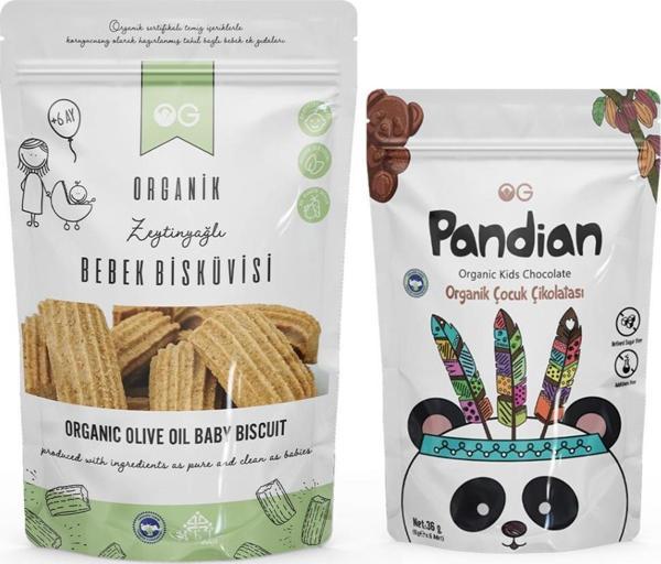OG Natural Organik Pandian Çocuk Çikolatası Ve Organik Bebek Bisküvisi Seti - Image 1