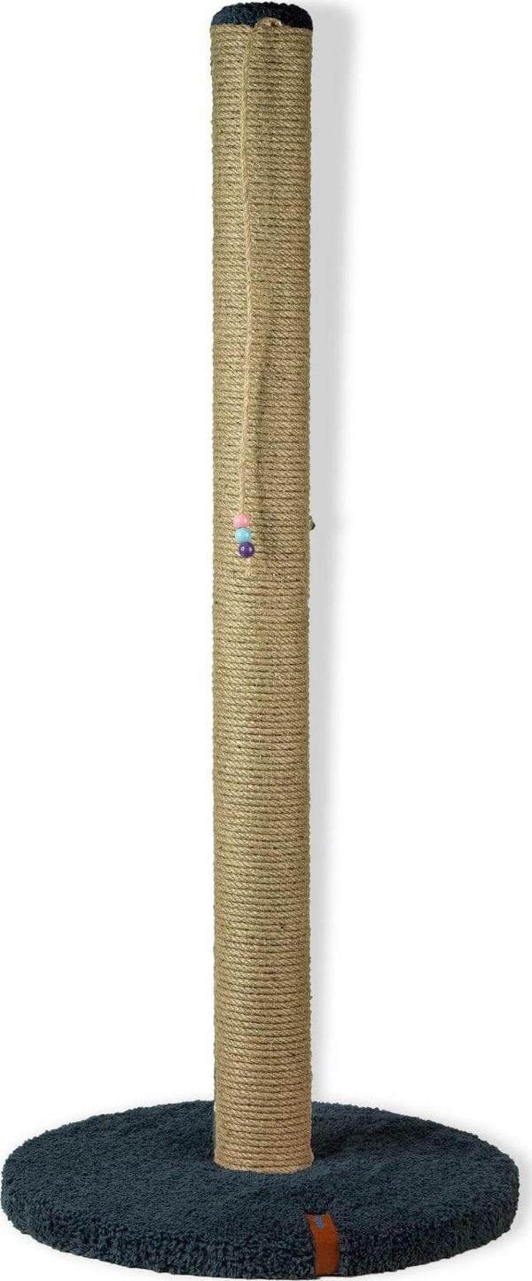 Pugalo 80 cm Tırmalama Tahtası Silindir Taban Uzun Catnipli Tırmalama Tahtası Antrasit - Image 1