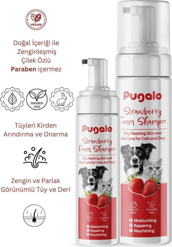 Pugalo Köpekler Için Çilekli Kuru Köpük Şampuan Tarama Kolaylığı Sağlar 250 Ml - Image 1