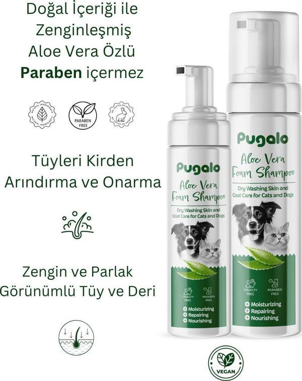 Pugalo Köpük Şampuan Kedi Tüy Dökülmesi Karşıtı Doğal Içerikli Aloe Veralı Kuru Köpük Şampuan 250 Ml - Image 1