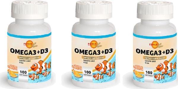 Force Nutrition Omega3+D3 100 Softgels | 3 Adet - Image 1