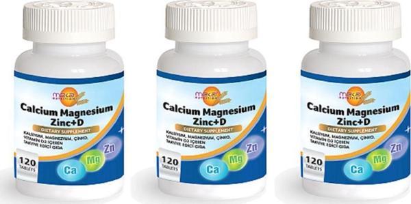 Meka Nutrition Kalsiyum Magnesyum Zinc Vitamin D 120 Tablet 3 Kutu - Image 1