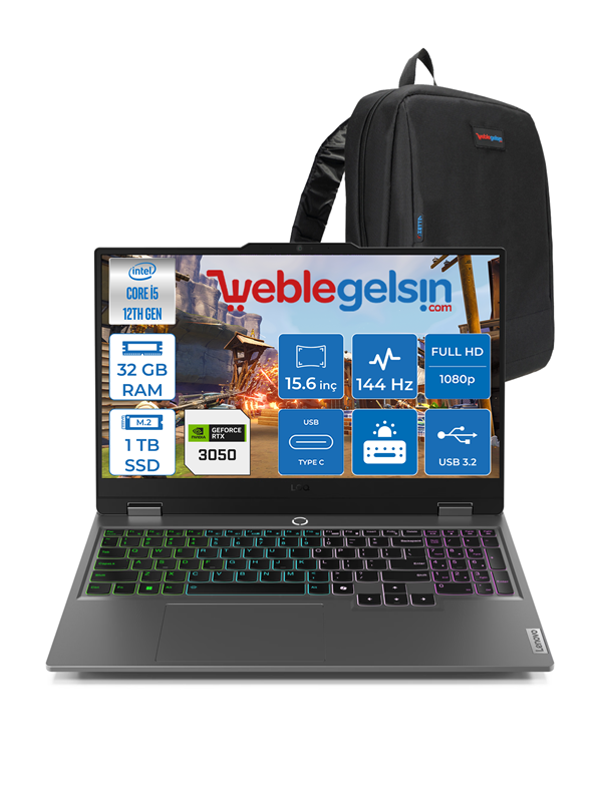 Lenovo Loq 15IAX9 Intel CoreI5 12450HX 32GB DDR5 1TB SSD 6GB RTX3050 (95W) 15.6" IPS 144Hz FHD Freedos 883GS001TTRF04 - Image 1