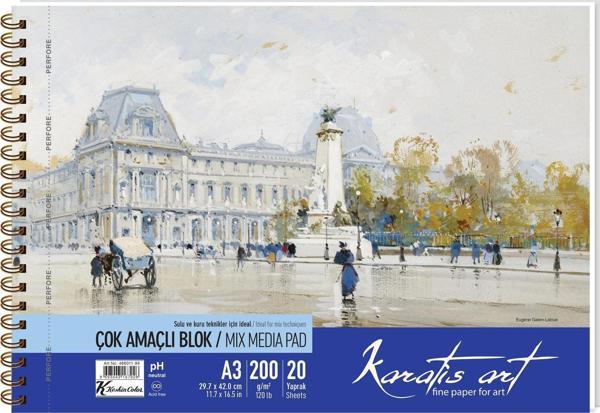 Karatis Art 200Gr A3 20 Yp. Spiralli Resim Blok - Image 1