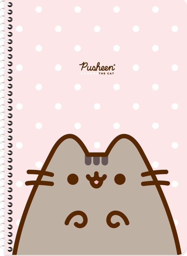 Pusheen A4 Çizgili Spiralli Karton Kapak Defter No:1 80 Yp  - Image 1