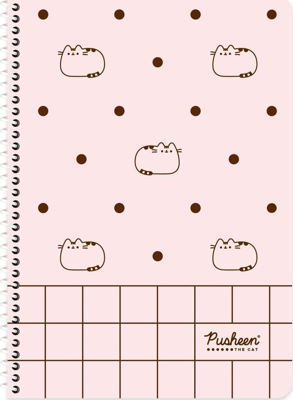Pusheen A4 Çizgili Spiralli Karton Kapak Defter No:3 80 Yp. - Image 1