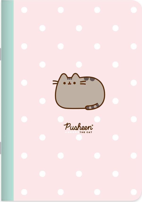 Pusheen Çizgili Tel Dikişli Defter No:1 18,5*26 40 Yp - Image 1