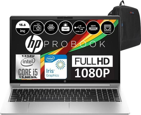 Hp Probook 450 G10 Intel Core I5 1334U 32GB 256GB SSD Intel® Iris® Xᵉ Windows 11 Pro 15.6" Fhd Taşınabilir Bilgisayar 9G7X5ESP09 + Weblegelsin Çanta - Image 1