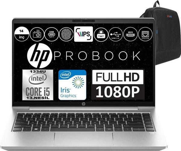 Hp Probook 440 G10 Intel Core I5 1334U 32GB 512GB SSD Intel® Iris® Xᵉ Windows 11 Pro 14" Fhd Taşınabilir Bilgisayar 9B9F8EAP10 + Weblegelsin Çanta - Image 1